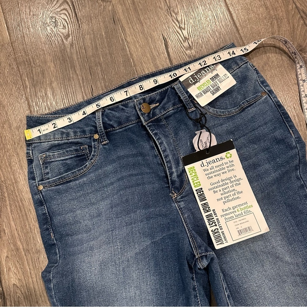 New D. Jeans High Waist Baby Rolled Skinny Jeans 8 Stretch Medium Wash Safira - Picture 9 of 10